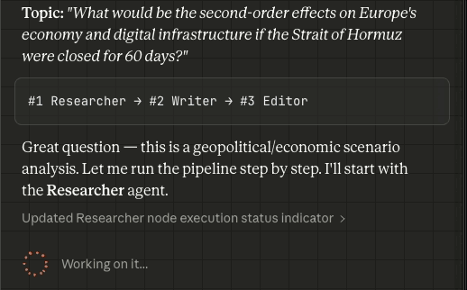 Connecting agent nodes in the workflow